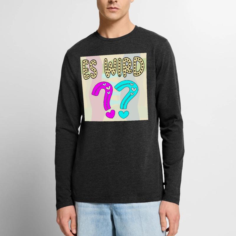 BABYSPRÜCHE - ES WIRD EIN MÄDCHEN ODER JUNGE FRAGE Männer Premium Bio Langarmshirt