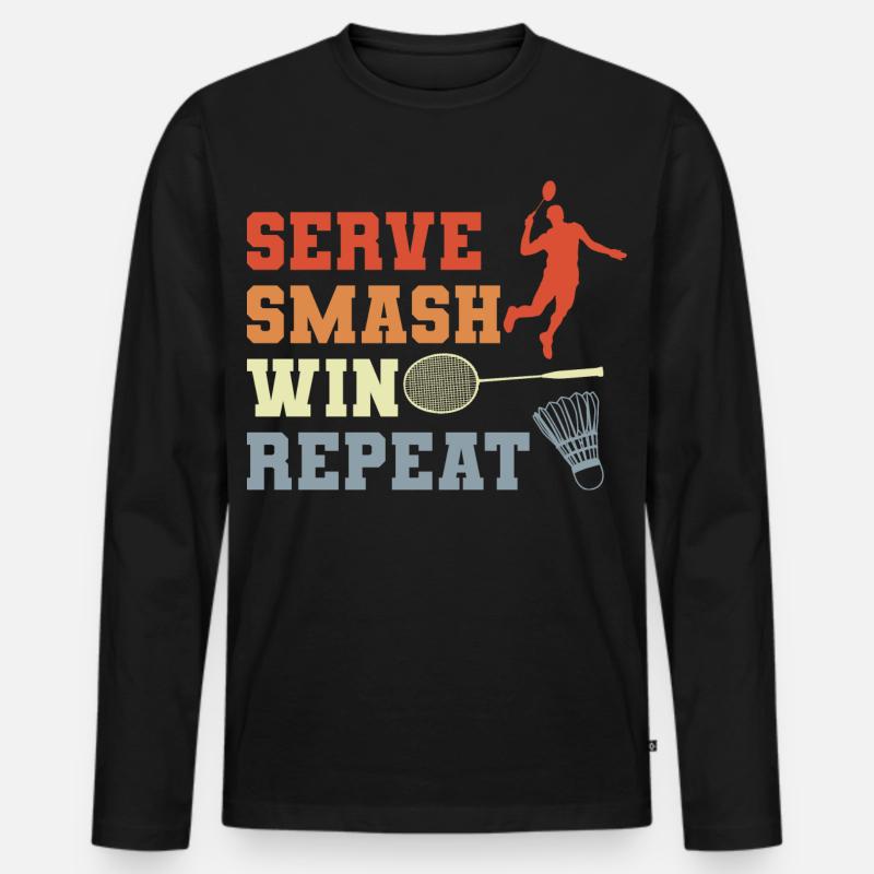 Badminton Routine - Männer Premium Bio Langarmshirt - Schwarz