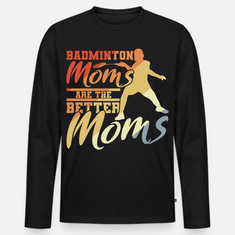Badminton Mutter - Männer Premium Bio Langarmshirt - Schwarz
