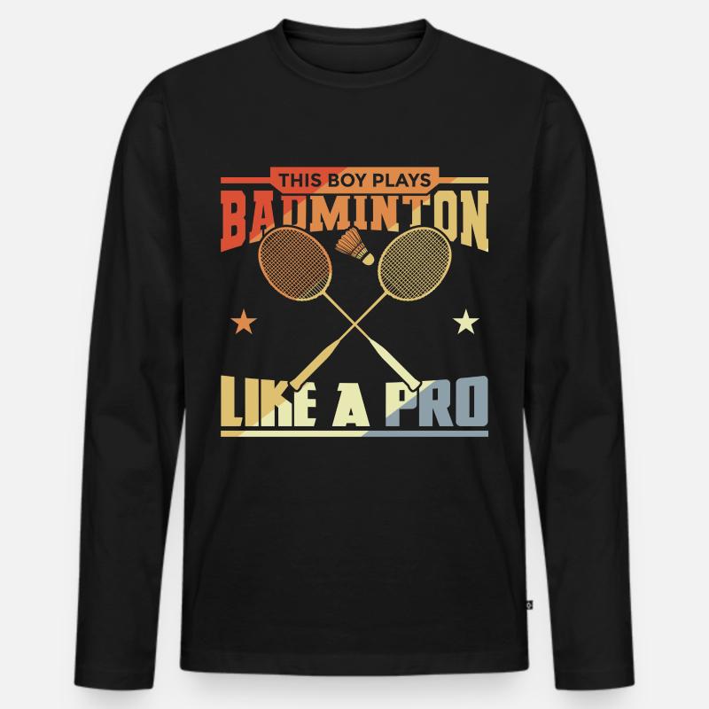 Junge der Badminton spielt - Männer Premium Bio Langarmshirt - Schwarz