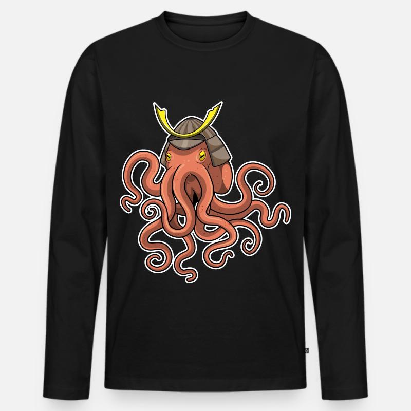 Krake Samurai Kampfsport - Männer Premium Bio Langarmshirt - Schwarz
