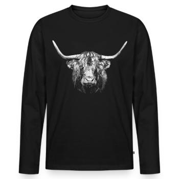 Stier - Männer Premium Bio Langarmshirt - Schwarz - Vorne - Nico (187cm)