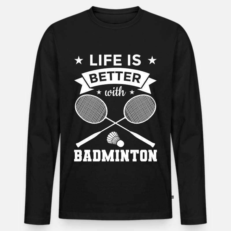 Badminton Motivation - Männer Premium Bio Langarmshirt - Schwarz