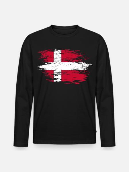 Drapeau du Danemark utilisé - T-shirt manches longues Premium bio Homme - noir