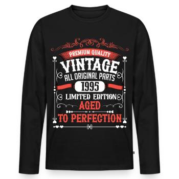 1995 Année de naissance Naissance Anniversaire Vintage - T-shirt manches longues Premium bio Homme - noir - Devant - Nico (187cm)