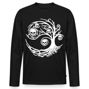 White tree with skulls - Men's Premium Organic Long Sleeve Shirt - black - Front - Nico (187cm)