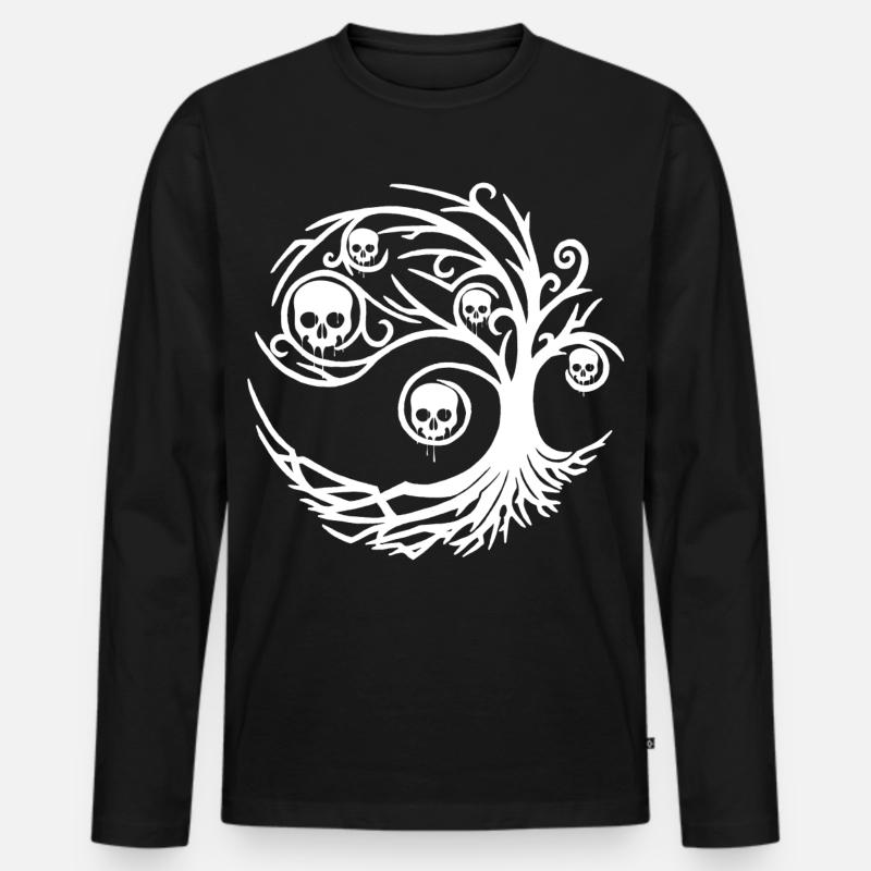 White tree with skulls - Men's Premium Organic Long Sleeve Shirt - black