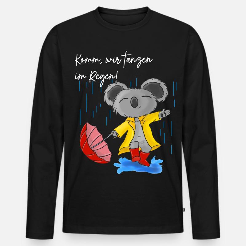 Niedlicher Koala mit Regenschirm - Männer Premium Bio Langarmshirt - Schwarz