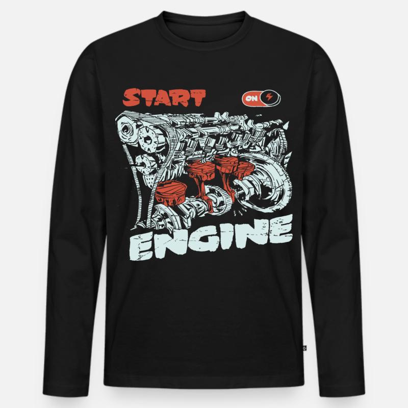 Starte den Motor - Männer Premium Bio Langarmshirt - Schwarz