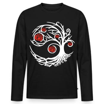 Strange white rose - Men's Premium Organic Long Sleeve Shirt - black - Front - Nico (187cm)