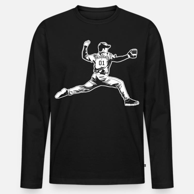 Baseball Pitcher - Männer Premium Bio Langarmshirt - Schwarz