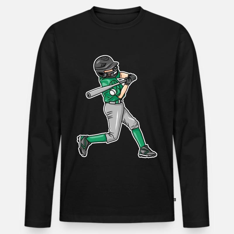 Baseball Jungs - Männer Premium Bio Langarmshirt - Schwarz
