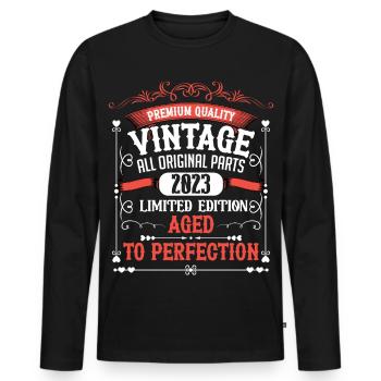 2023 Année de naissance Né Anniversaire Vintage - T-shirt manches longues Premium bio Homme - noir - Devant - Nico (187cm)