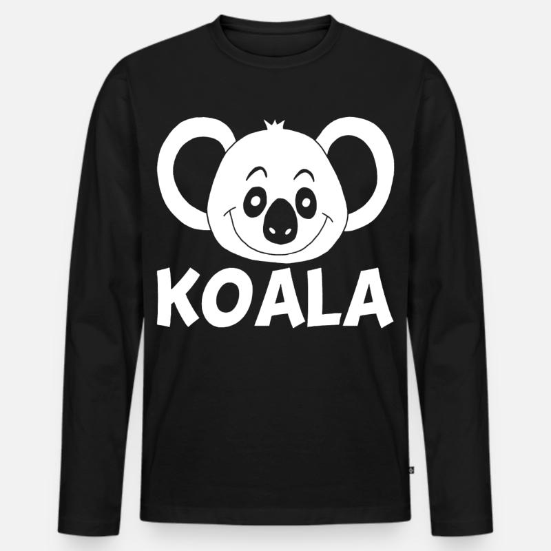 Weißer Koala - Männer Premium Bio Langarmshirt - Schwarz