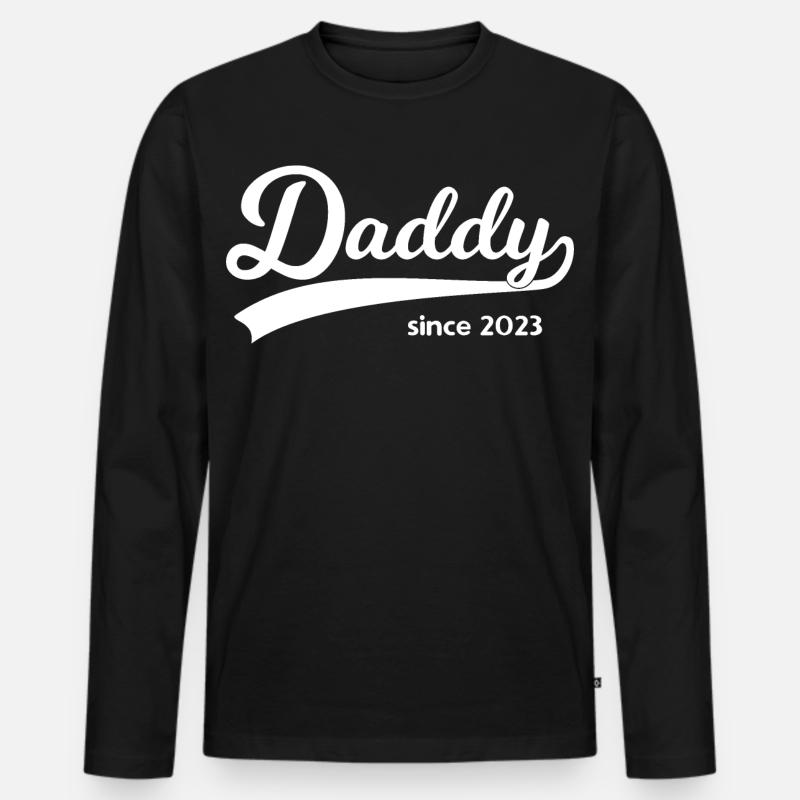 Daddy since 2023 - Männer Premium Bio Langarmshirt - Schwarz
