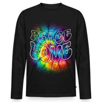 Peace Love Tie Dye - Men's Premium Organic Long Sleeve Shirt - black - Front - Nico (187cm)