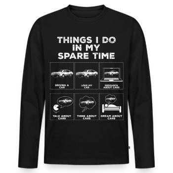 Dinge in meiner Freizeit Auto Liebhaber Geschenk - Männer Premium Bio Langarmshirt - Schwarz - Vorne - Nico (187cm)