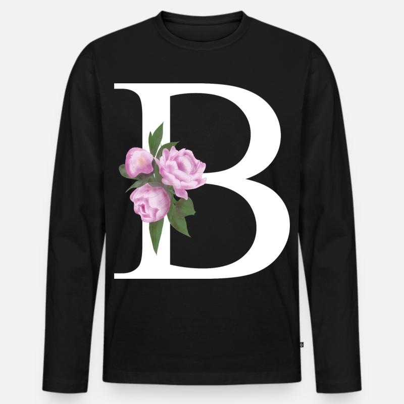 B - Männer Premium Bio Langarmshirt - Schwarz