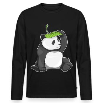 Panda Leaf - T-shirt manches longues Premium bio Homme - noir - Devant - Nico (187cm)