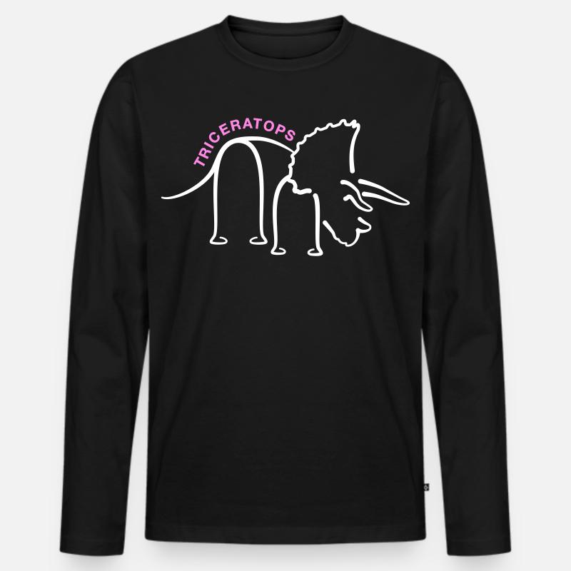 Dinosaurier Triceratops Dino Liniengrafik - Männer Premium Bio Langarmshirt - Schwarz