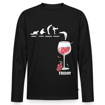 Friday Wine Time – Drink & Repeat Humor - Men's Premium Organic Long Sleeve Shirt - black - Front - Nico (187cm)