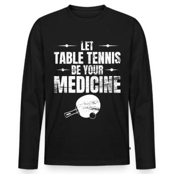 Citation motivante de ping-pong - T-shirt manches longues Premium bio Homme - noir - Devant - Nico (187cm)
