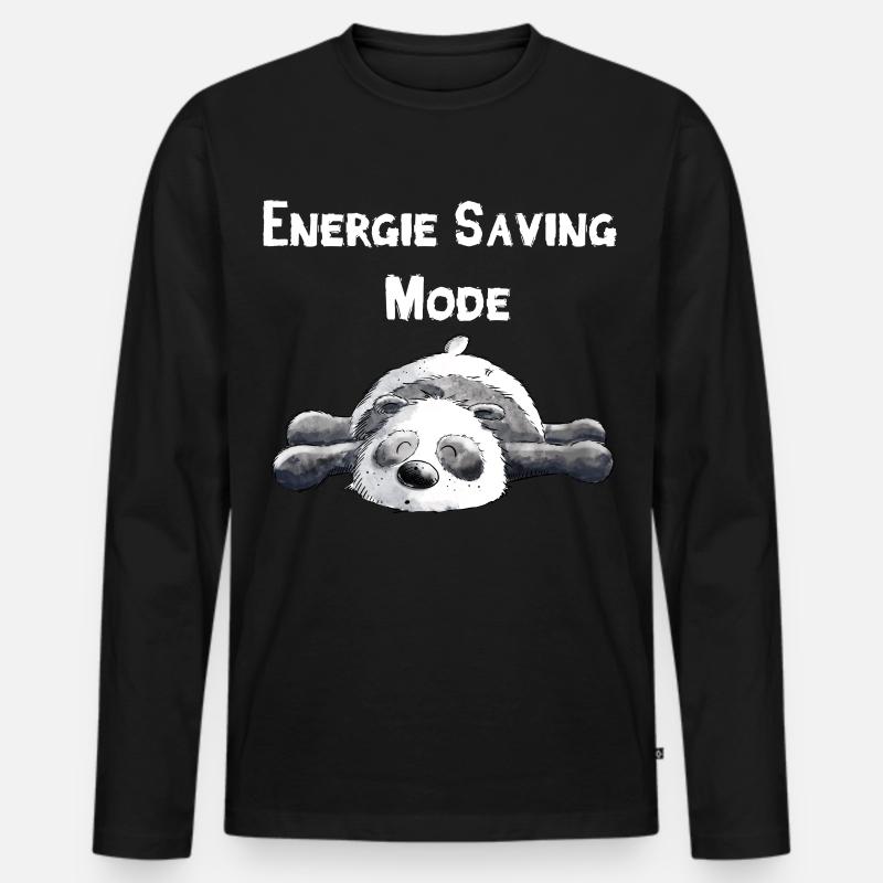 Träumender Panda Bär - Männer Premium Bio Langarmshirt - Schwarz