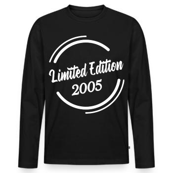 Fête d’anniversaire 2005 en édition limitée - T-shirt manches longues Premium bio Homme - noir - Devant - Nico (187cm)