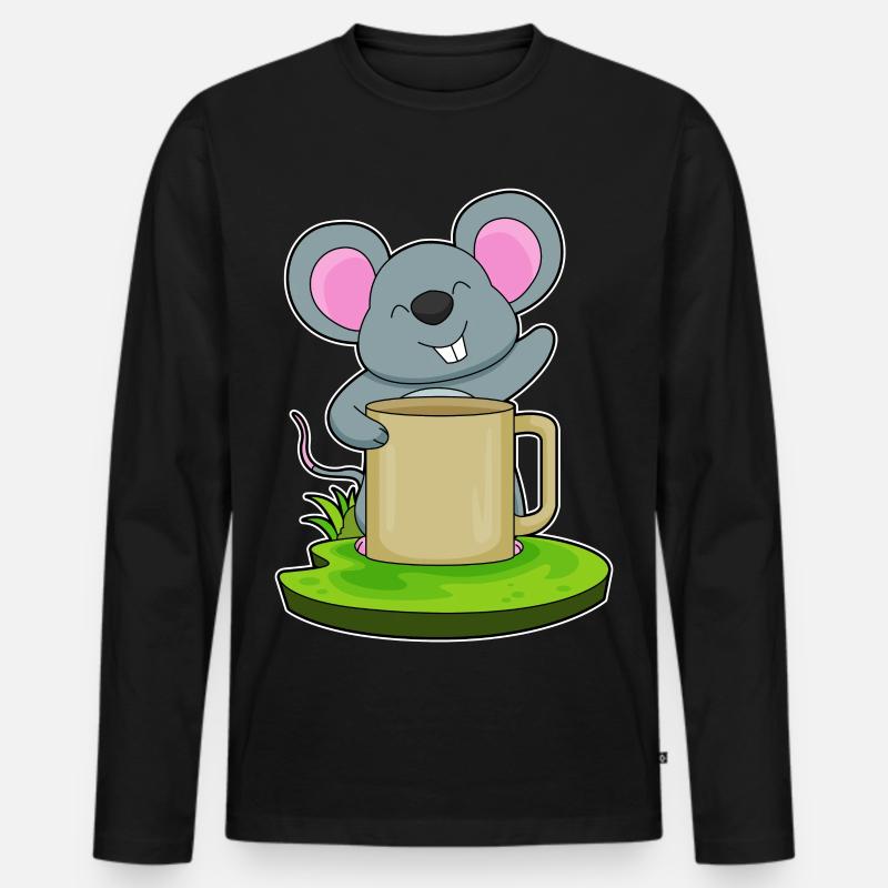 Maus Becher Kaffee - Männer Premium Bio Langarmshirt - Schwarz