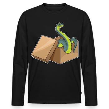 Schlange Karton - Männer Premium Bio Langarmshirt - Schwarz - Vorne - Nico (187cm)