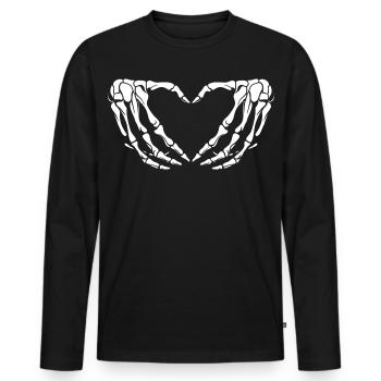 Skelett-Herzhände Illustration - Männer Premium Bio Langarmshirt - Schwarz - Vorne - Nico (187cm)