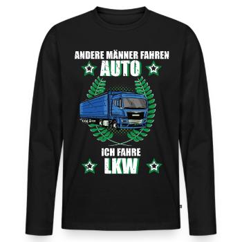 LKW Fahrer Lastkraftfahrer Beruf Trucker  - Männer Premium Bio Langarmshirt - Schwarz - Vorne - Nico (187cm)