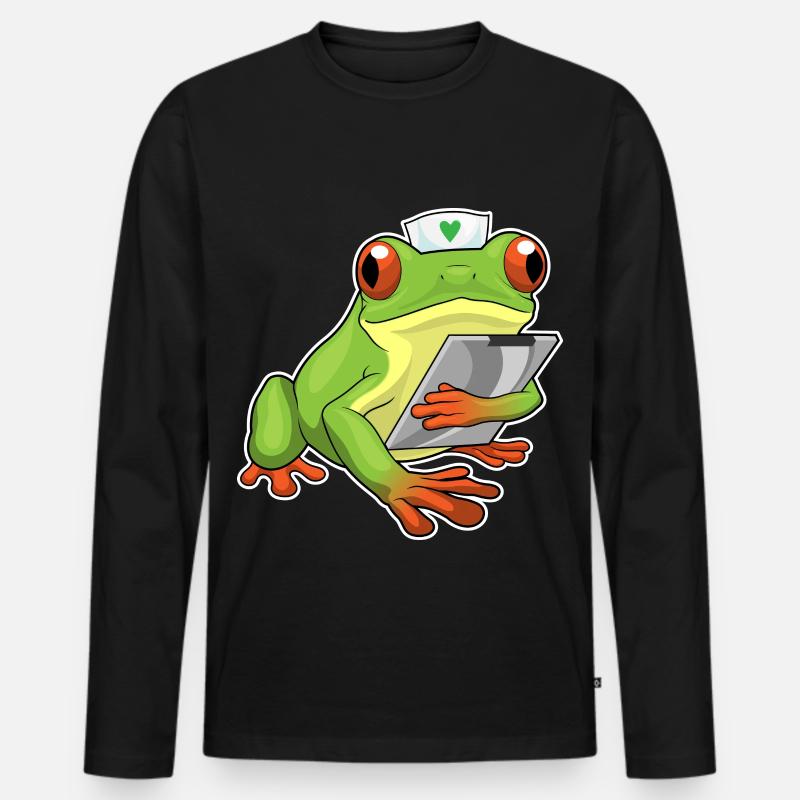 Frosch Krankenschwester - Männer Premium Bio Langarmshirt - Schwarz