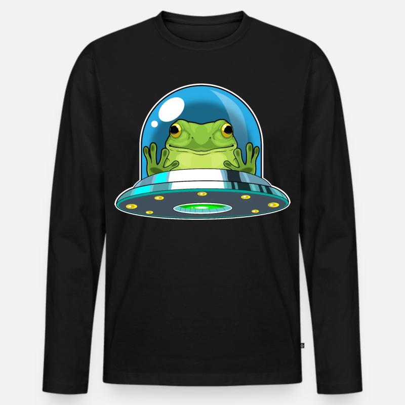 Frosch Raumschiff Weltraum - Männer Premium Bio Langarmshirt - Schwarz