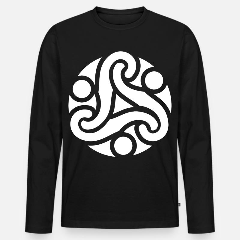 Keltisches Schutzsymbol (weiß) - Männer Premium Bio Langarmshirt - Schwarz