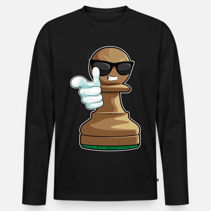 Schachfigur Bauer Schach - Männer Premium Bio Langarmshirt - Schwarz