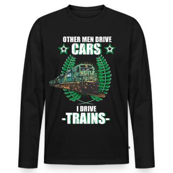 Trains Chemin de fer Leurre Conducteur Train Cadeau - T-shirt manches longues Premium bio Homme - noir - Devant - Nico (187cm)
