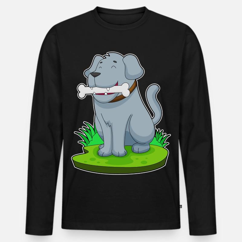 Hund Knochen - Männer Premium Bio Langarmshirt - Schwarz