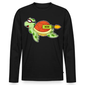 Turtle Rocket - Men's Premium Organic Long Sleeve Shirt - black - Front - Nico (187cm)