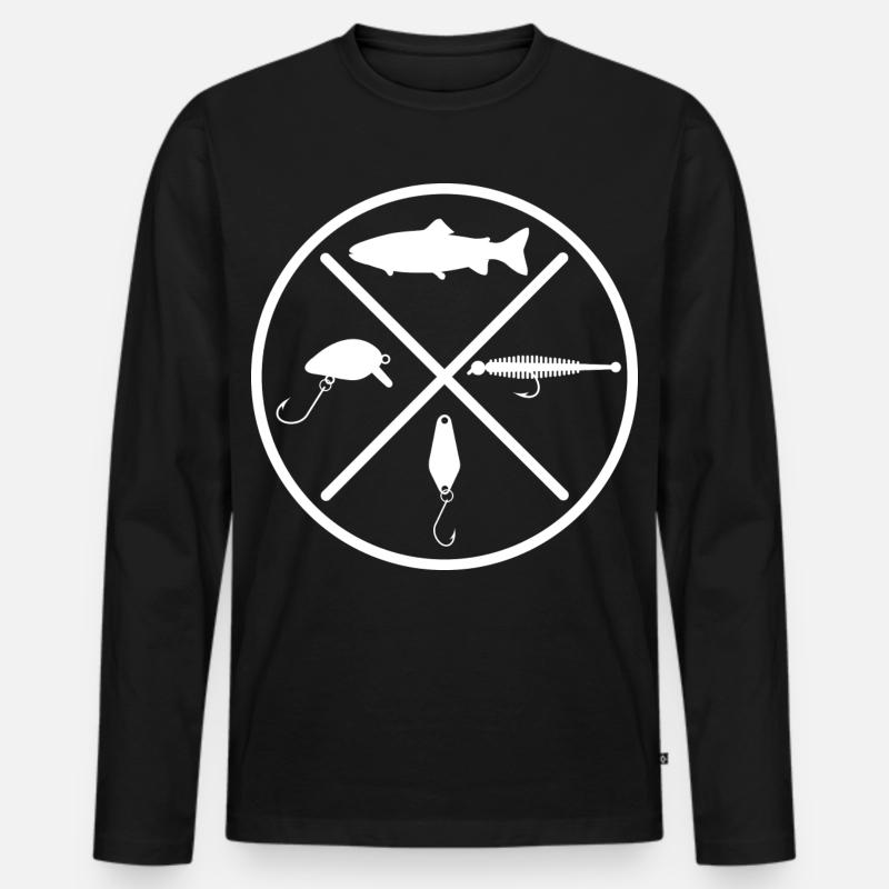 Forelle Kunstköder - Männer Premium Bio Langarmshirt - Schwarz