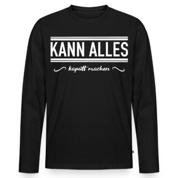 Kann alles kaputt machen - Männer Premium Bio Langarmshirt - Schwarz - Vorne - Nico (187cm)
