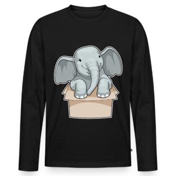 Elefant Karton - Männer Premium Bio Langarmshirt - Schwarz - Vorne - Nico (187cm)