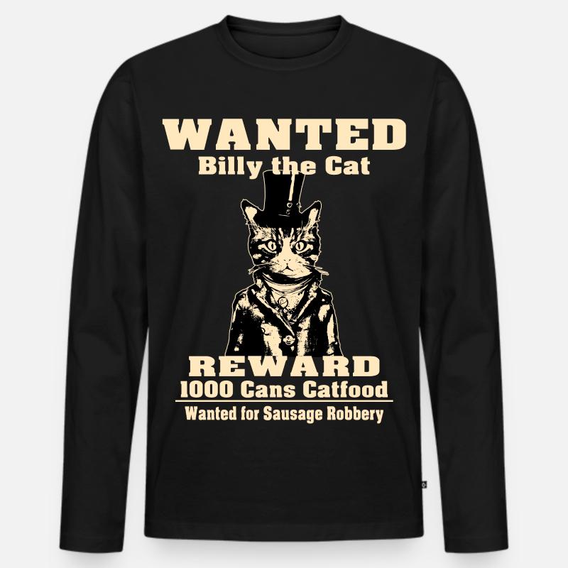 Billy The Cat | Katzenfreunde Geschenk - Männer Premium Bio Langarmshirt - Schwarz