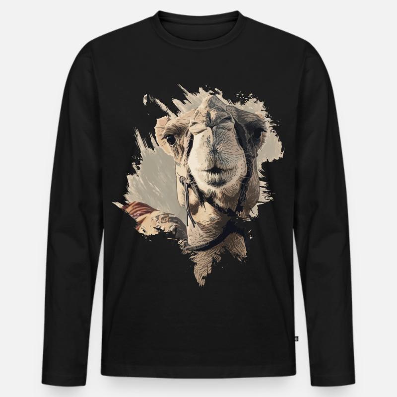 Kamelkopf Kamel - Männer Premium Bio Langarmshirt - Schwarz