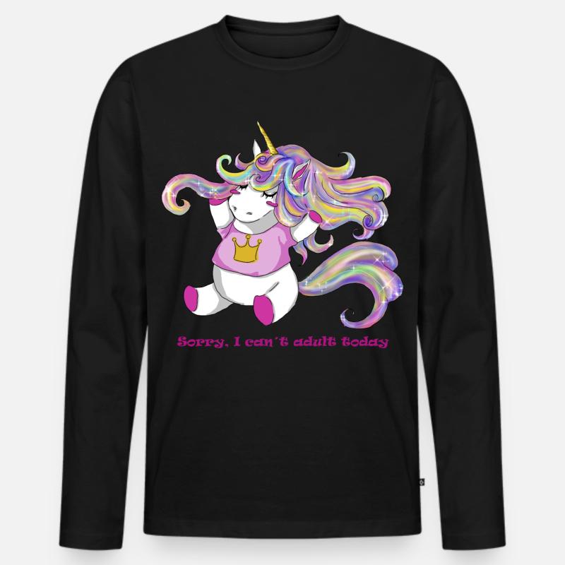 Einhorn - Männer Premium Bio Langarmshirt - Schwarz