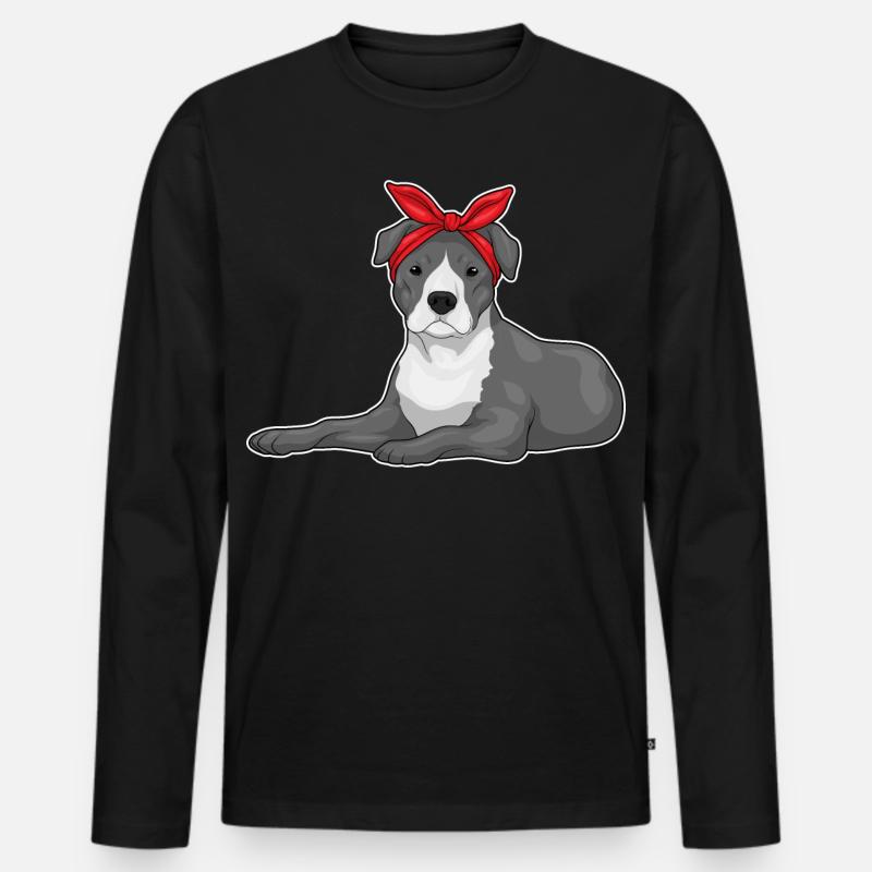 Pitbull Haarschleife - Männer Premium Bio Langarmshirt - Schwarz