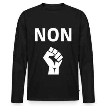NON dessin pour manif, manifestation, réforme - T-shirt manches longues Premium bio Homme - noir - Devant - Nico (187cm)