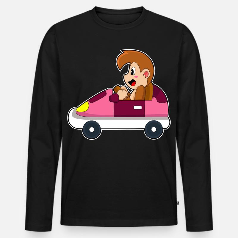 Affe Auto - Männer Premium Bio Langarmshirt - Schwarz