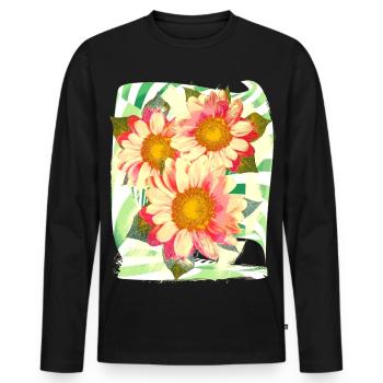 Flower Flower - Men's Premium Organic Long Sleeve Shirt - black - Front - Nico (187cm)