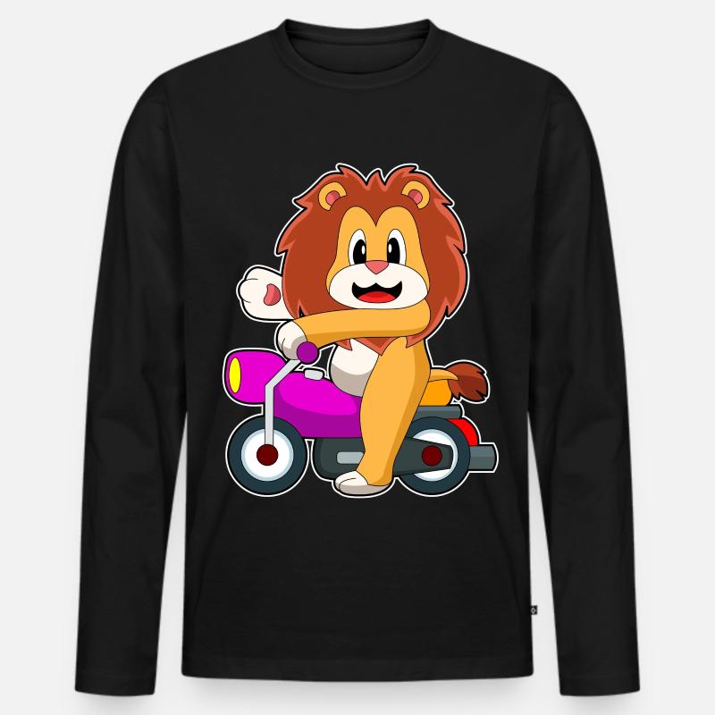 Löwe Motorrad - Männer Premium Bio Langarmshirt - Schwarz